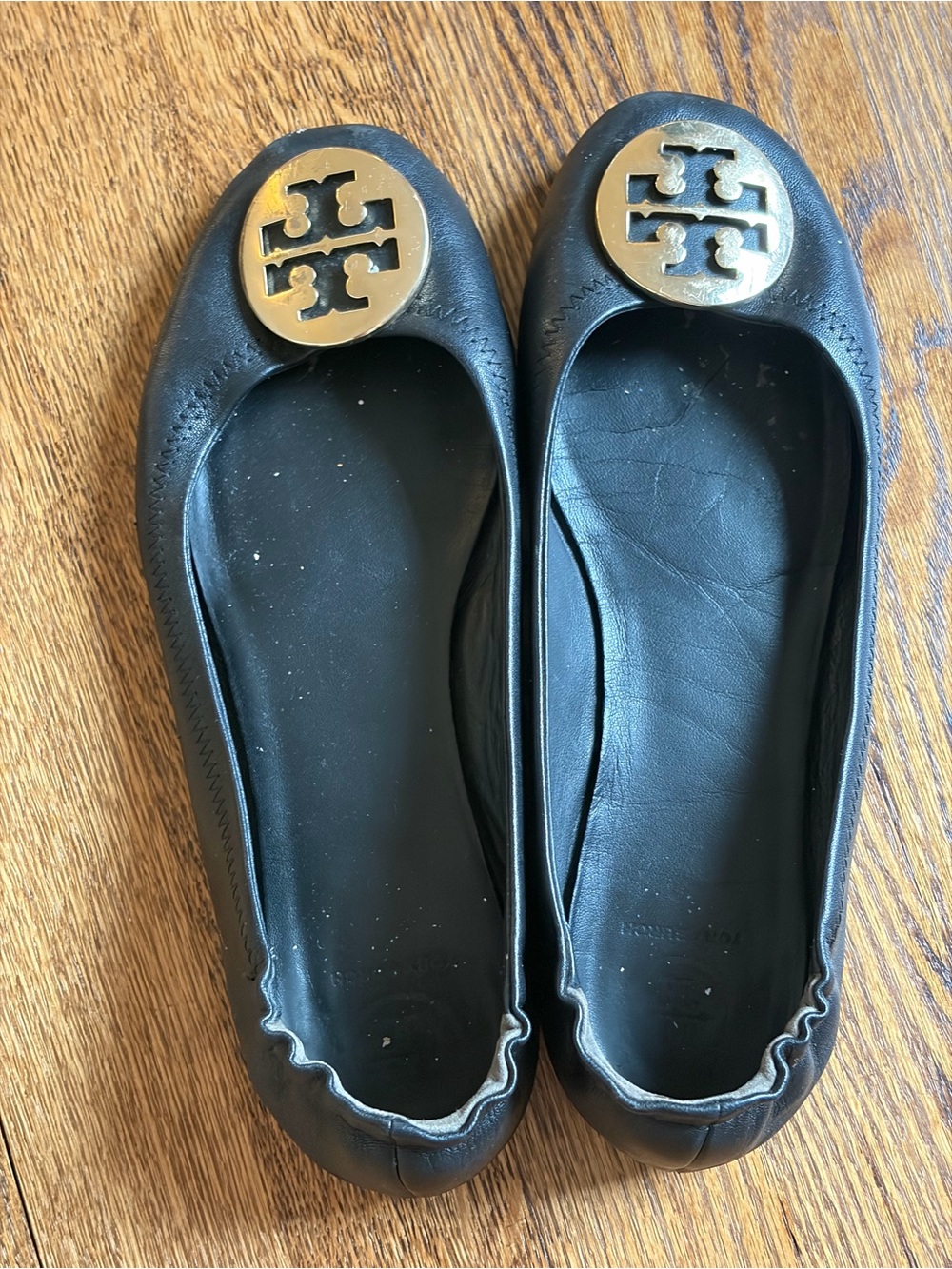 Tory Burch Black Leather Ballet Flats
